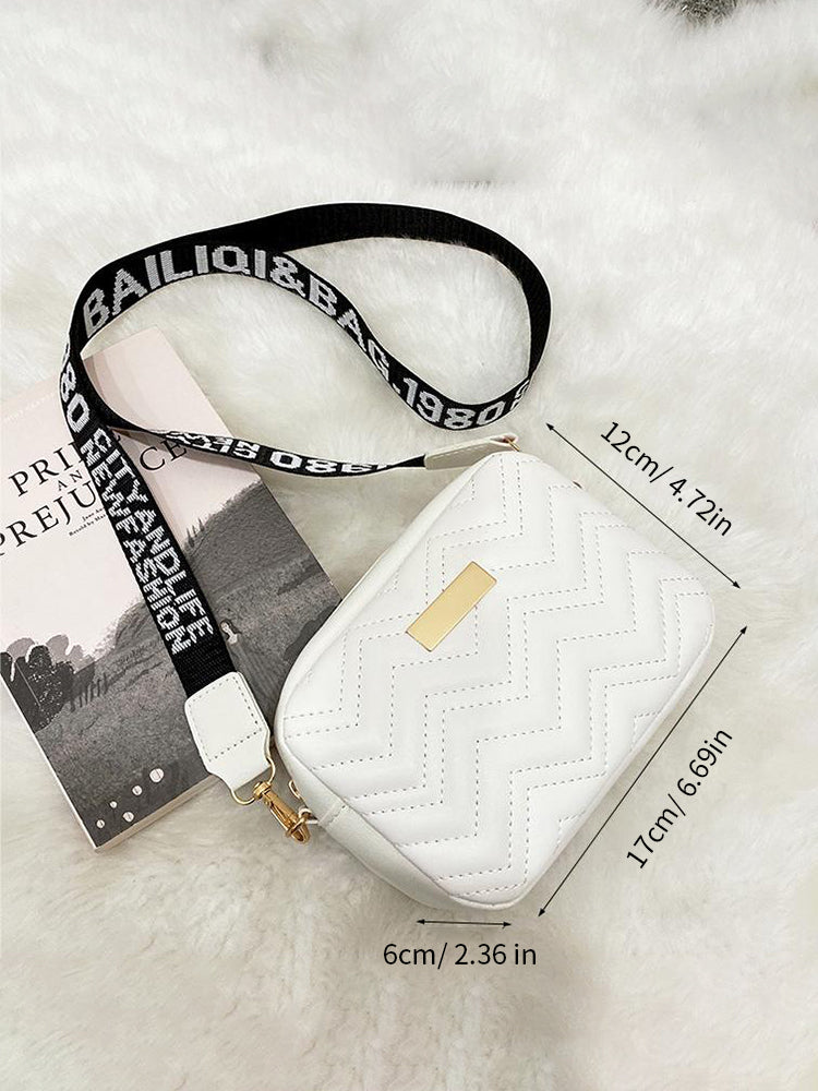 Wave Embroidery Square Bag Shoulder Strap With Printed Large Capacity Shoulder image 7