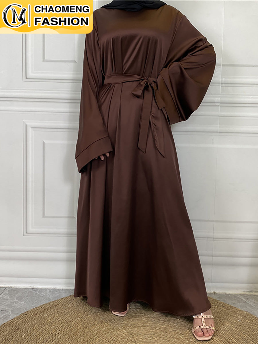 Chaomeng Ramadan Abaya Femme Musulmane Satin Hijab Dress Turkey Kaftan Caftan M image 0