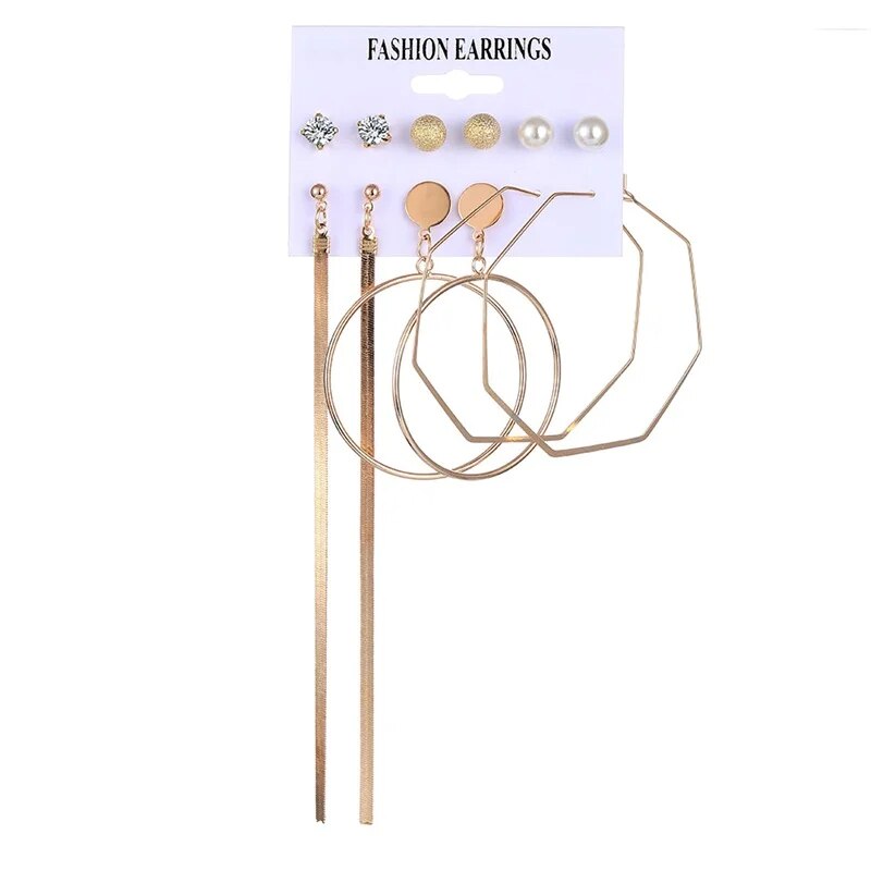 FNIO Statement Gold Color Big Bamboo Circle Hoop Earrings For Women Hip Hop Ear image 19