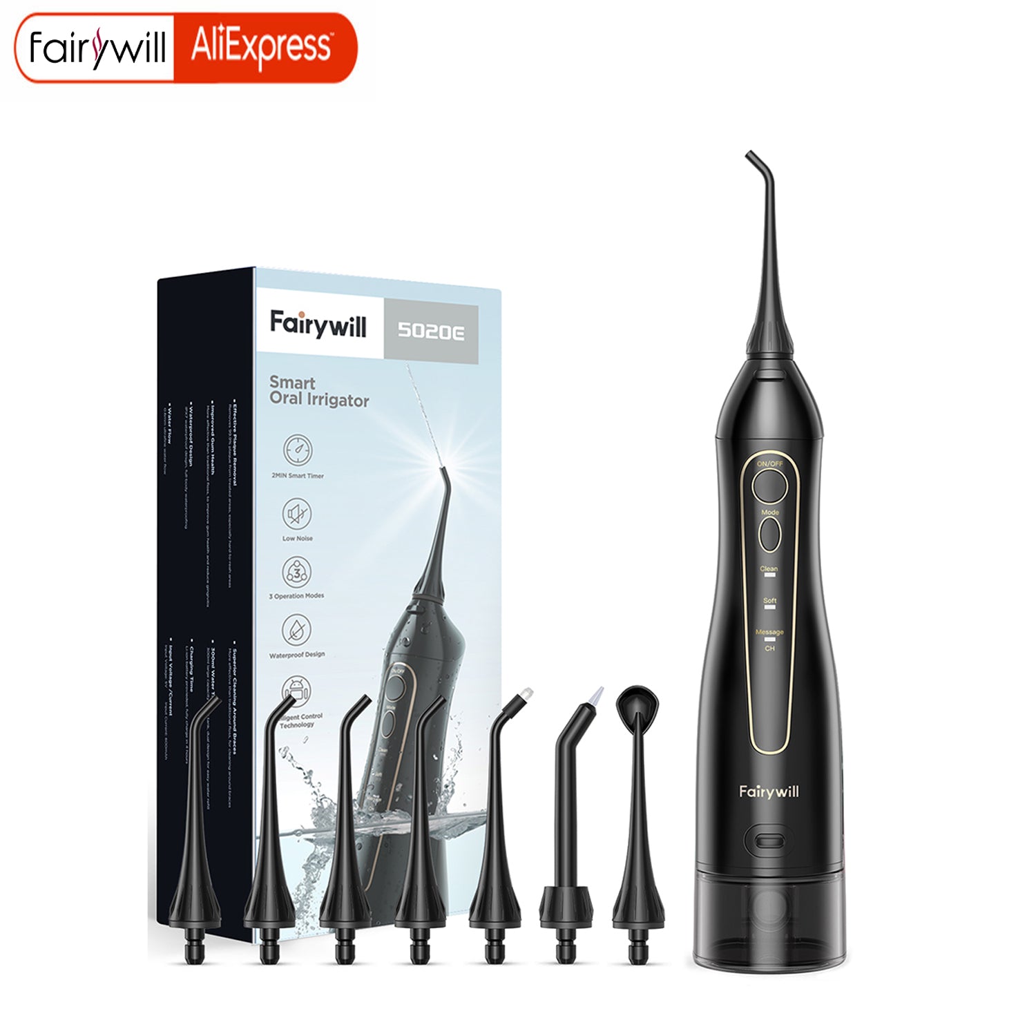 Fairywill Water Flossers for Teeth 300ML Oral Irrigator Rechargeable Portable D image 0