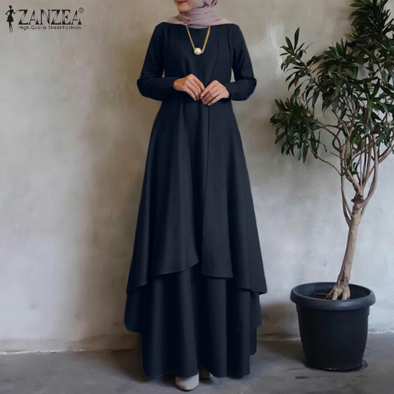 Irregular Hem Loose Long Dress Dubai Turkey Abaya Hijab Sundress Oversized ZANZ image 7