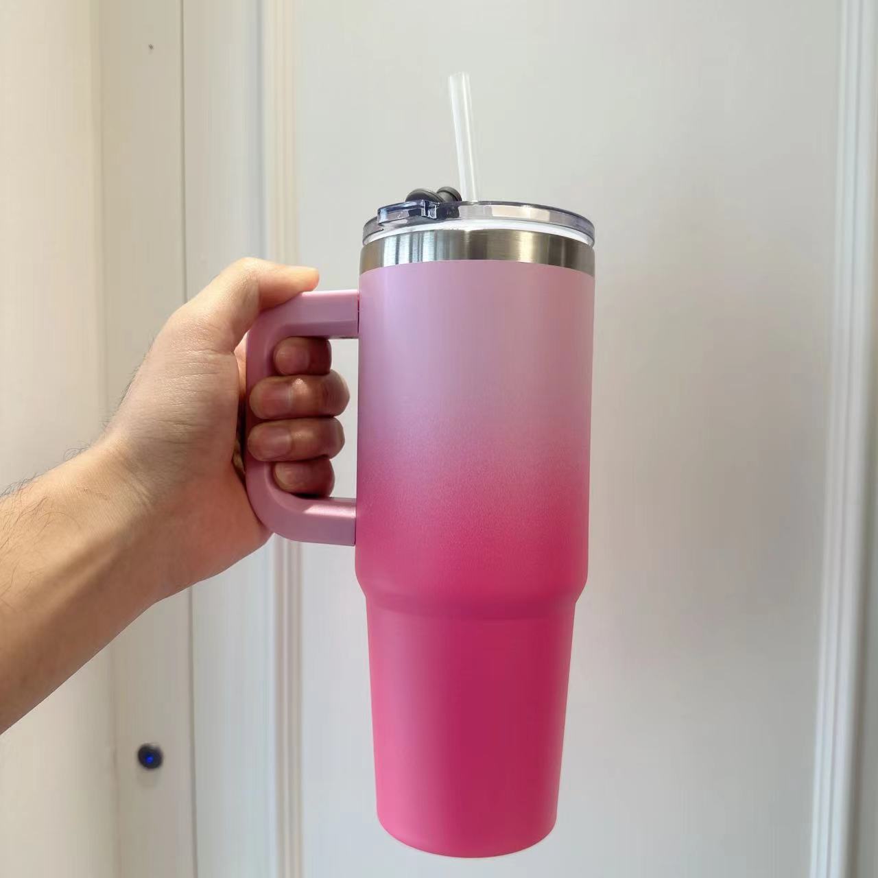 40OZ Stainless Steel Vacuum Insulated Bottle with Wide Spout Lid Tumbler with L image 3