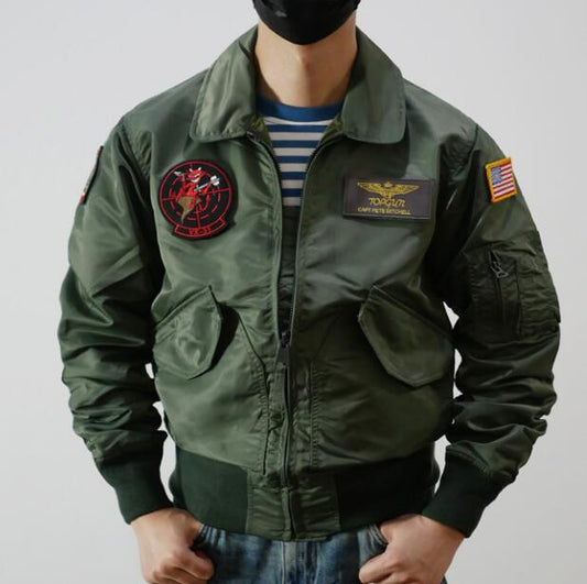 Bomber Jacket Pilot Coat Spring Men CWU-45P/36P Nylon US Military Green image 0