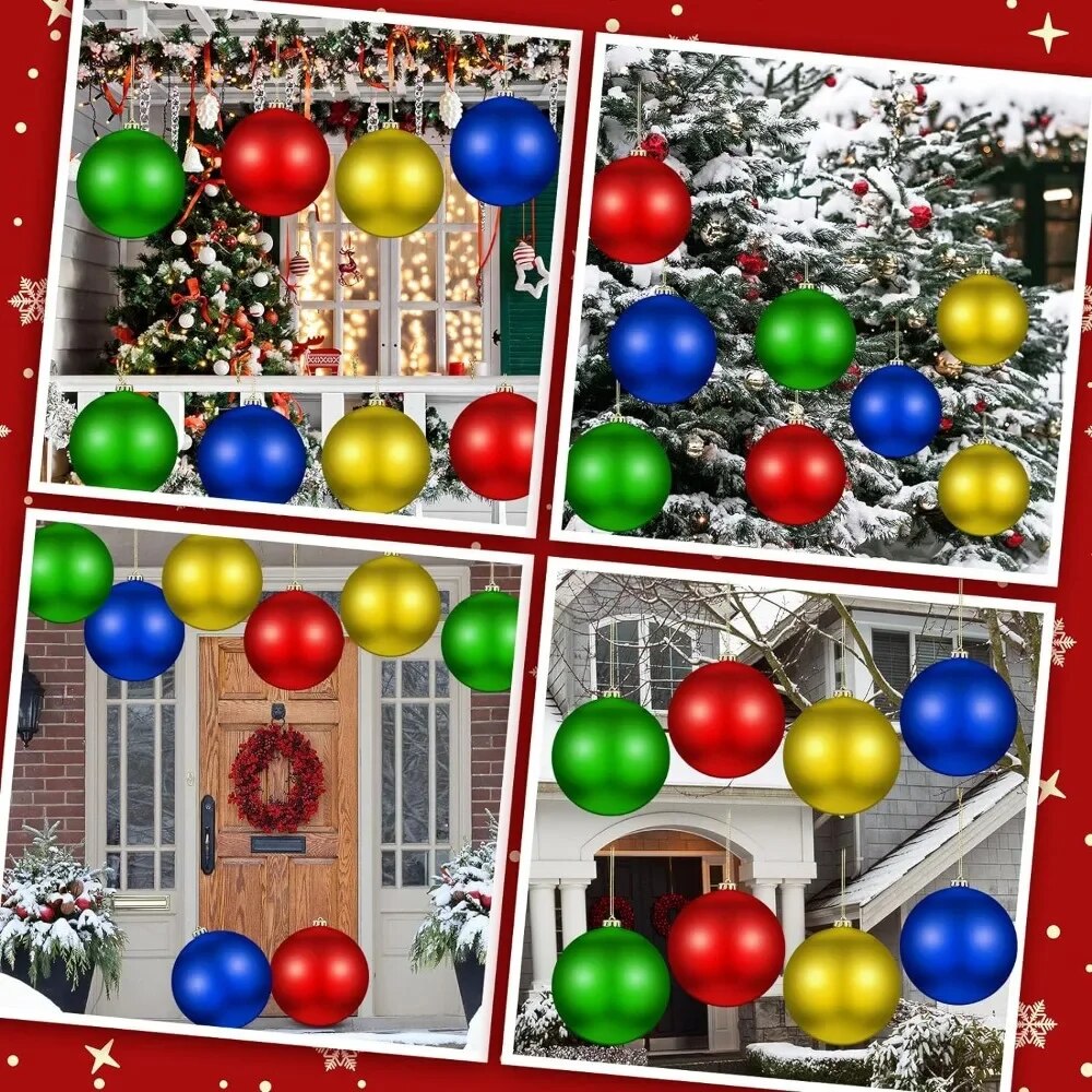Set of 8 Christmas Ball Ornaments 6 Inch Christmas Ball Shiny Ornament Indoor a image 3