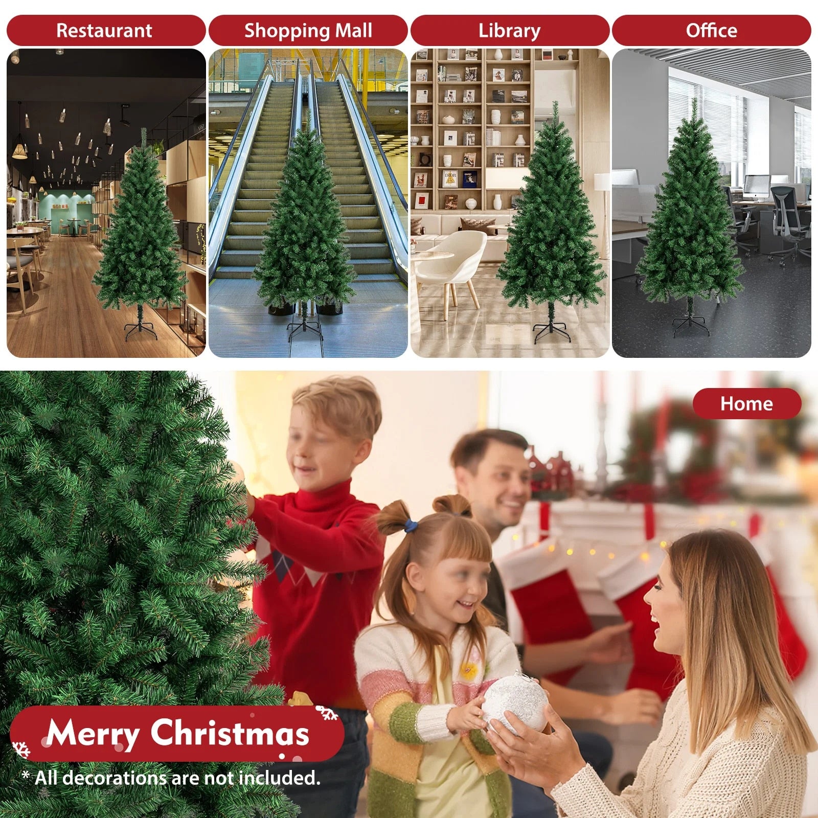 6/7ft Artificial Green Christmas Tree Decoration Holiday Festival Xmas Realisti image 6