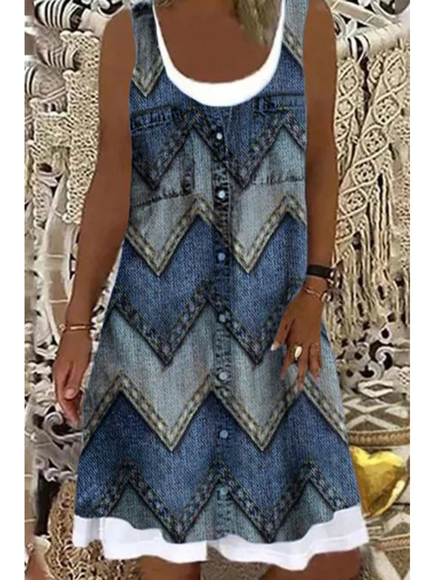 2024 Europe and the United States spring and summer new women's print splicing image 8