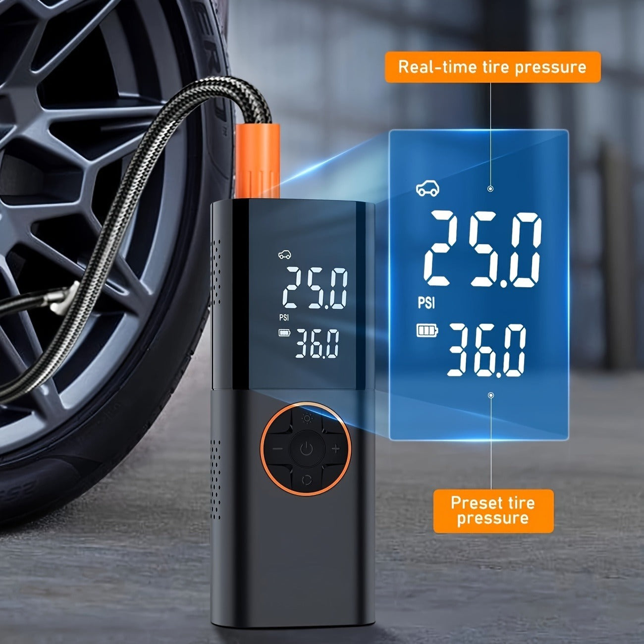 Tire Inflator Portable Air Compressor, 2X Fast Cordless Air Pump 7800mAh Batter image 1
