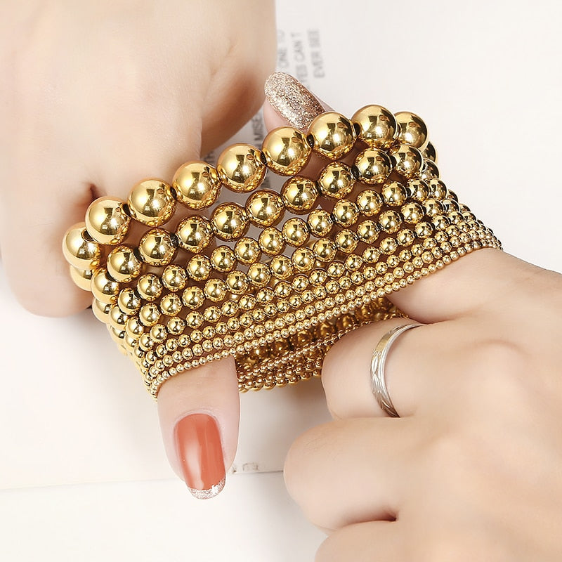 Fashion Jewelry 18K Gold Plated Waterproof Metal Ball High Quality Smooth Diame image 9