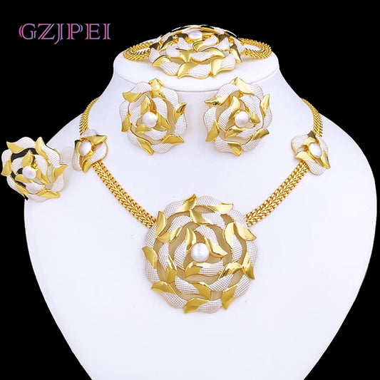 New Dubai Jewelry Set For Women Luxury Design 18K Gold Plated Brazil Trending N image 0