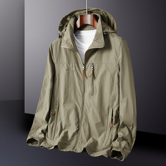 Bomber Jacket Men's Autumn Waterproof Breathable Detachable Cap Coat Outdoor Wo image 0