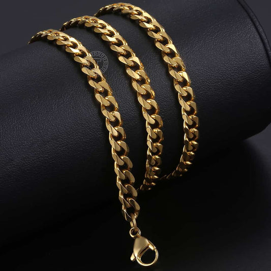 3-11mm Stainless Steel Necklace for Women Men Curb Cuban Link Chains Gold Silve image 0