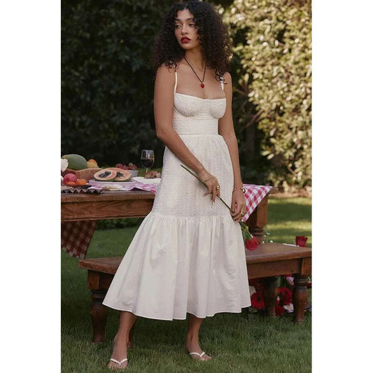 Mingmingxi High Quality Women's Summer Dress 2023 Linen-cotton Blend Jacquard D image 0
