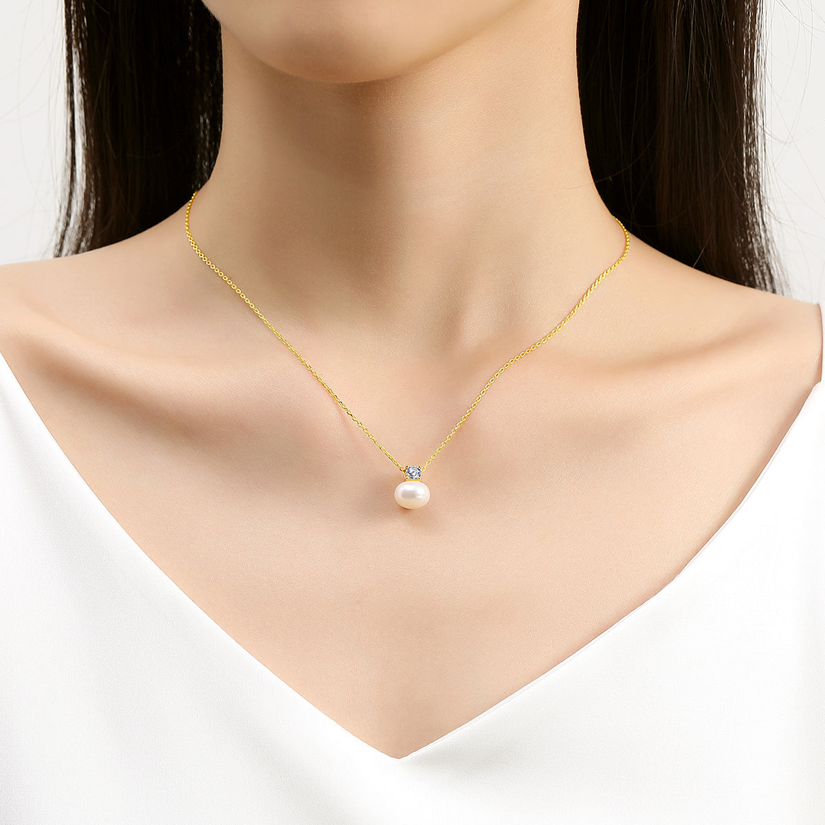 100% Real 18K Gold Pearl Necklace With Moissanite Stone Luxury AU750 K Gold Pen image 7