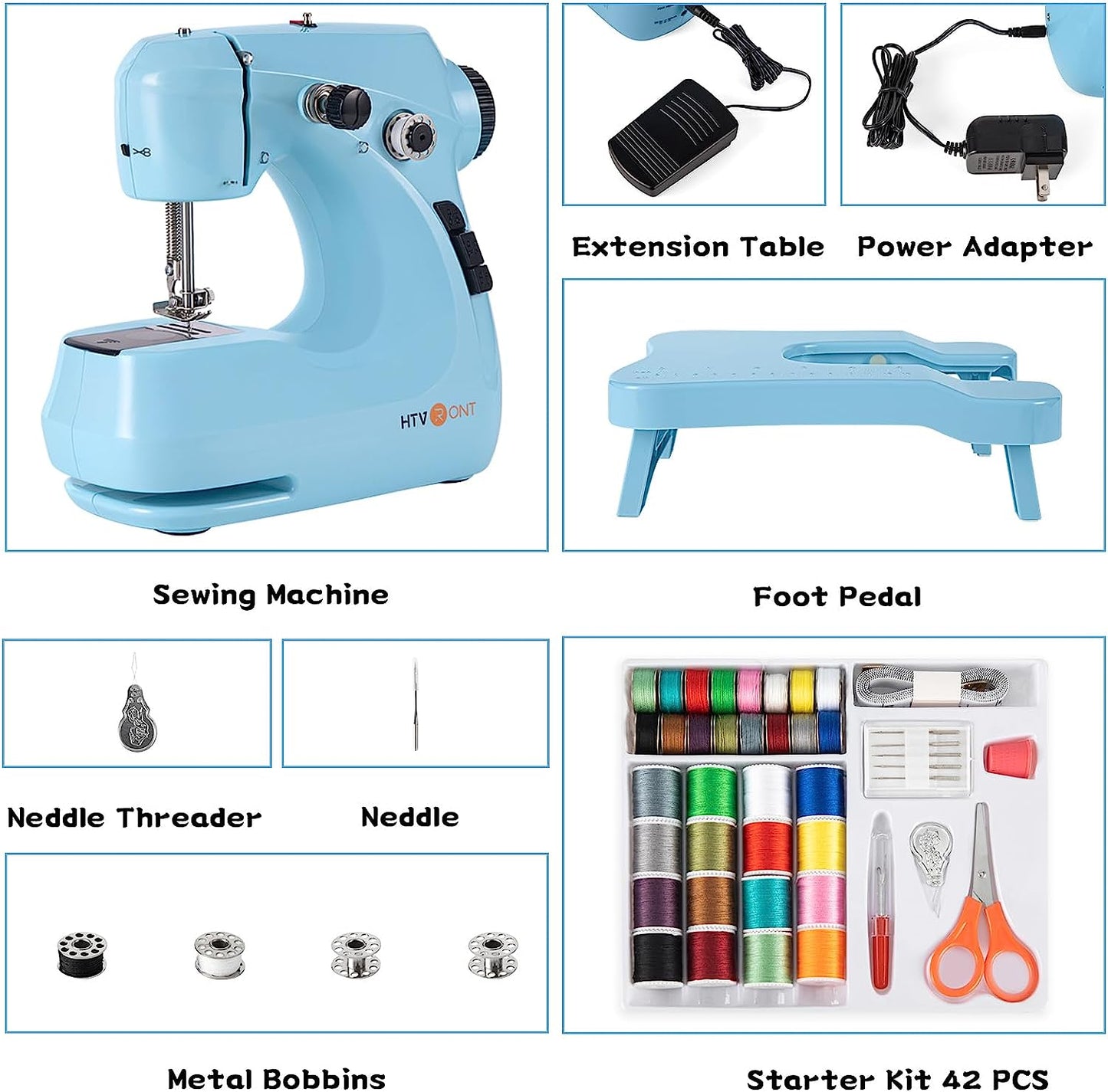 HTVRONT Mini Electric Sewing Machine for Beginners with 42 Pcs Set Portable Hou image 8