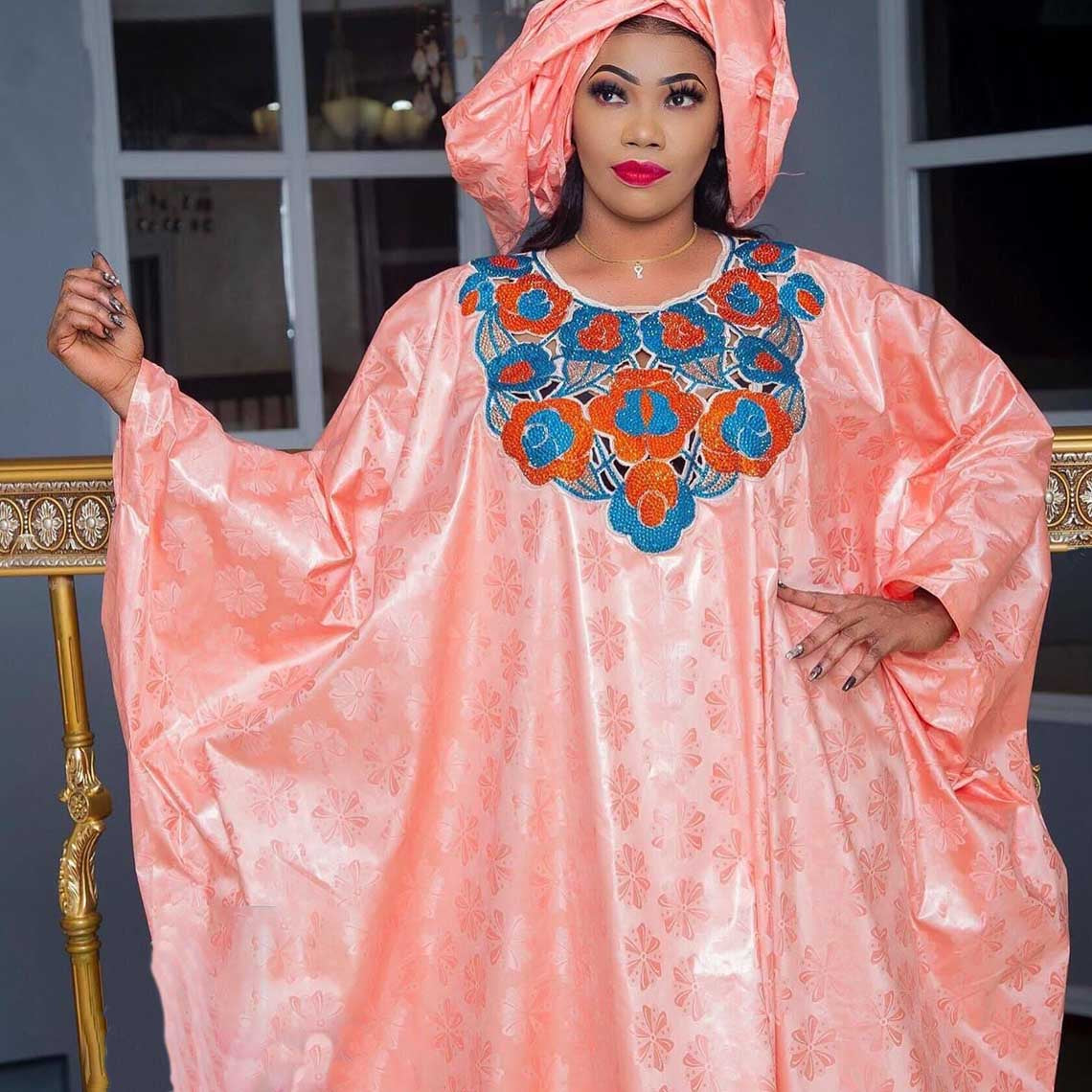 Original Bazin Riche Long Dresses For African Women Party Traditional Wedding F image 2