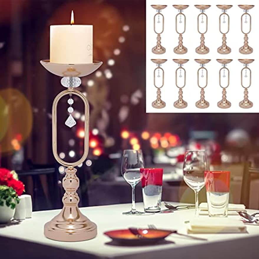 10 Pcs Gold Metal Trumpet Vases 17.5'' Tall Vase Wedding Centerpieces for Table image 2