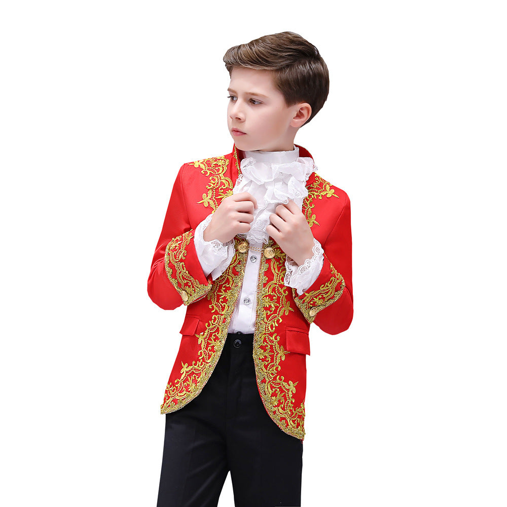 Boys European Style Court Drama Costume Children Golden Flower Stage Prince Cha image 1
