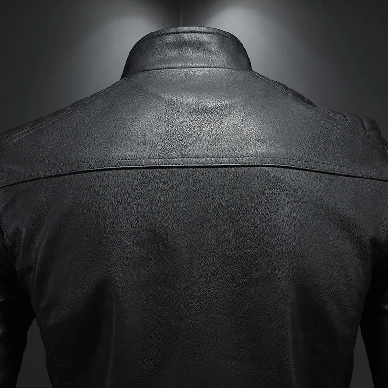2024 Spring Moto Pu Leather Jacket Men Motorcycle Leahter Jacket Male Stand Col image 5