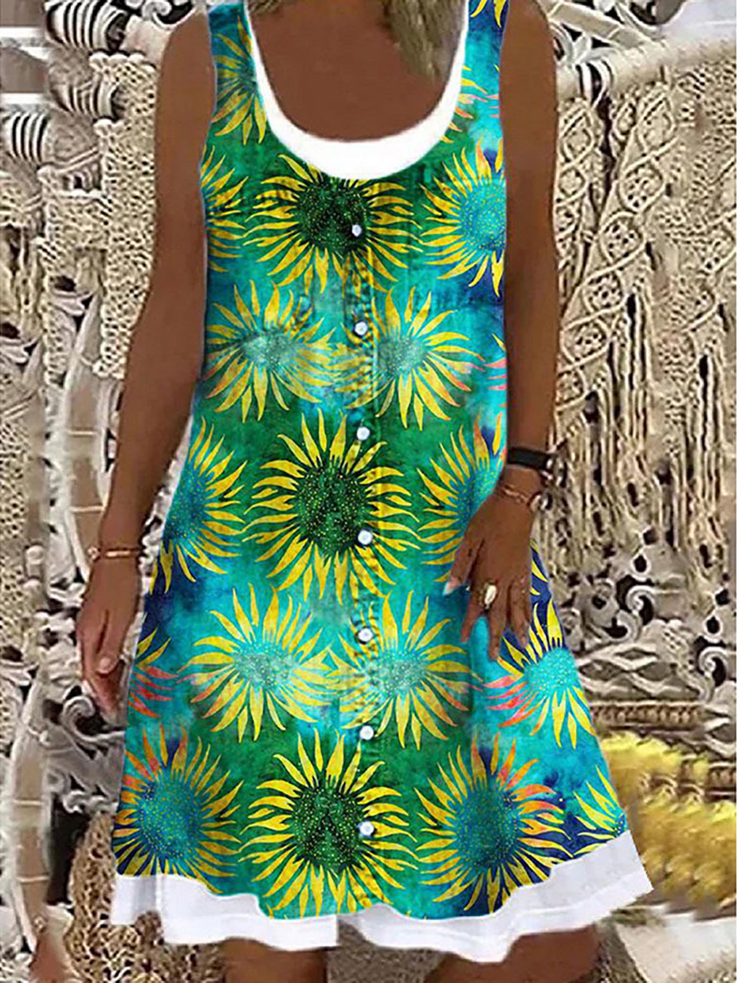 2024 Europe and the United States spring and summer new women's print splicing image 10