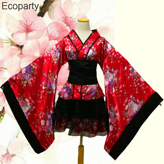 Women Japanese Kimono Set Fancy Girls Lolita Maid Dress Halloween Stage Sh image 0