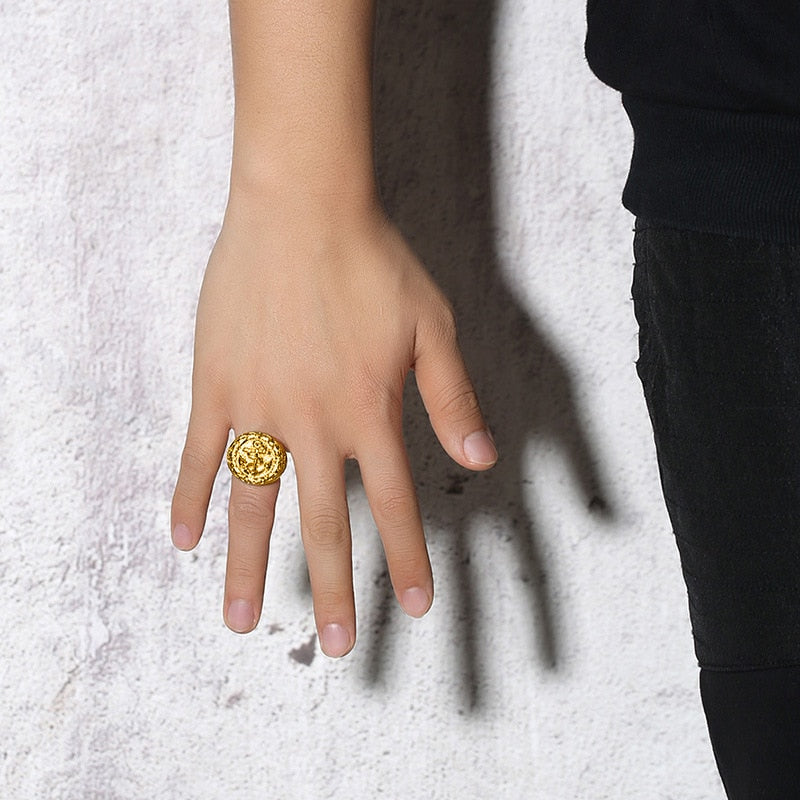Retro Anchor Navy Marine Large Ring For Men Gold Color Punk Gothic Rock Hiphop image 6