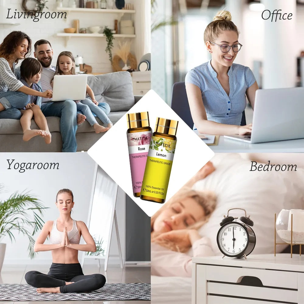 9pcs 10ml Diffuser Aroma Oil Pure Natural Essential Oils Gift Set Kit Rose Lave image 5