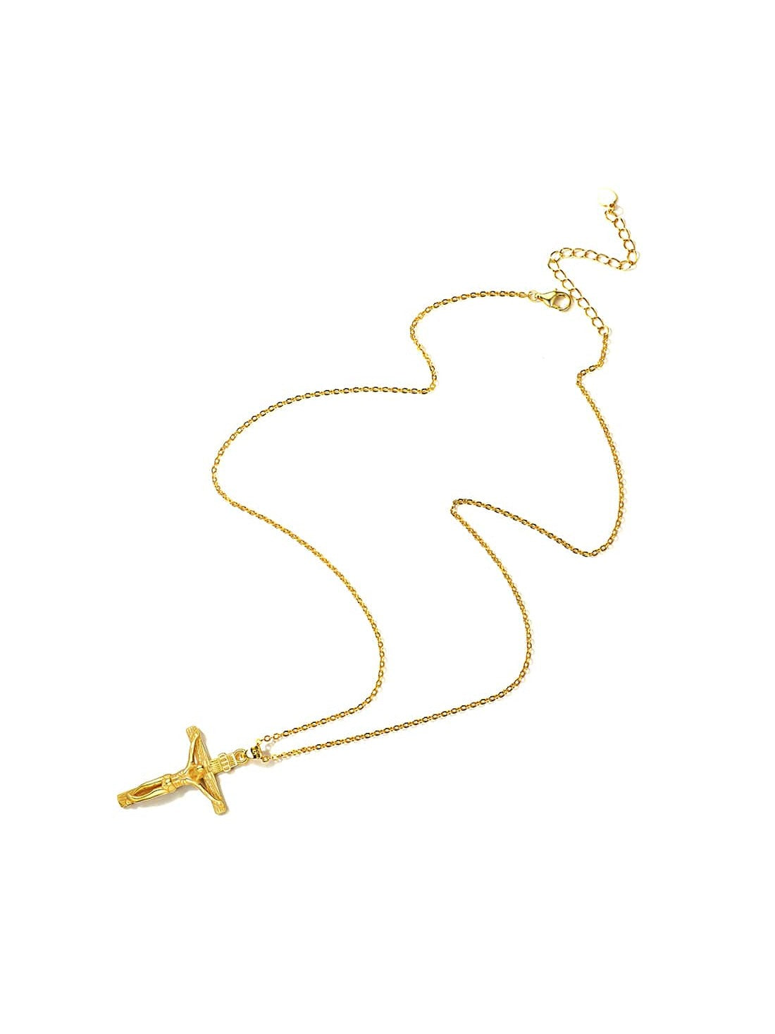 U7 Women Girls Jesus Necklace 925 Sterling Silver Gold Color INRI Cross Pendant image 13