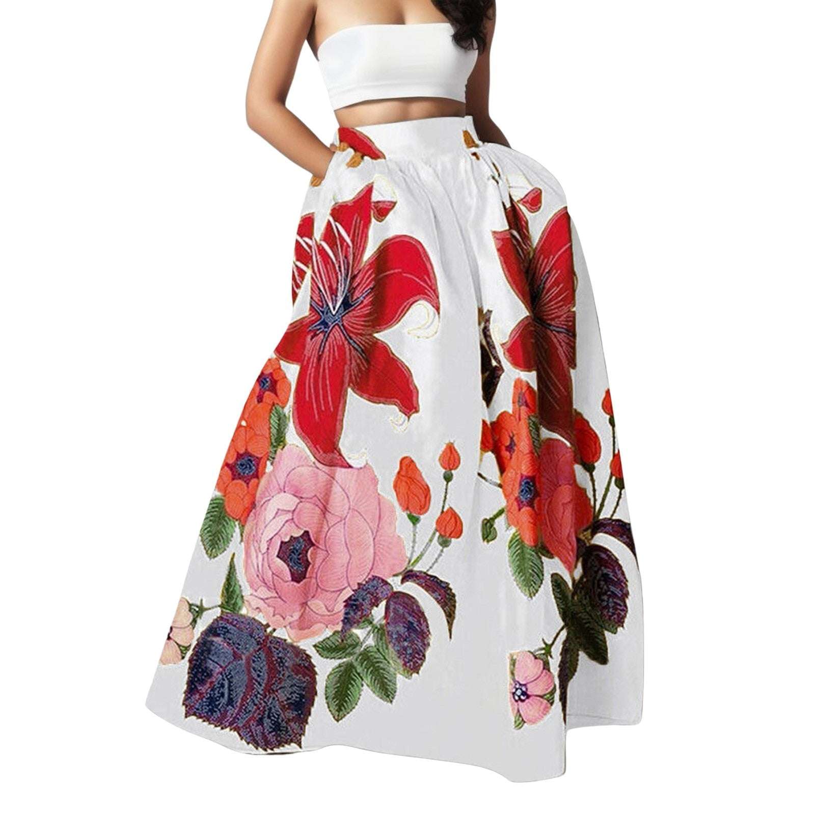 Long Skirts for Women Summer Gold Tummy Control Printed Maxi Skirts for Women F image 4