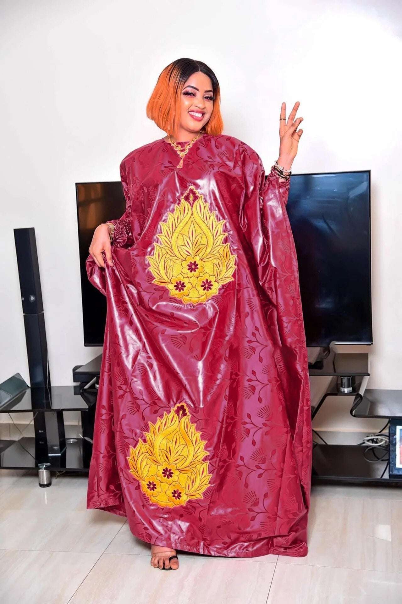 African Dress For Woman Plus Size Dress Bazin Riche Embroidery With Embroidery image 0