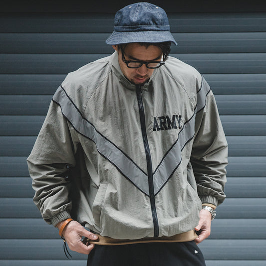 Maden ARMY Reflective Hooded Contrasting Color Bomber Jacket Sports Quick-dryin image 0