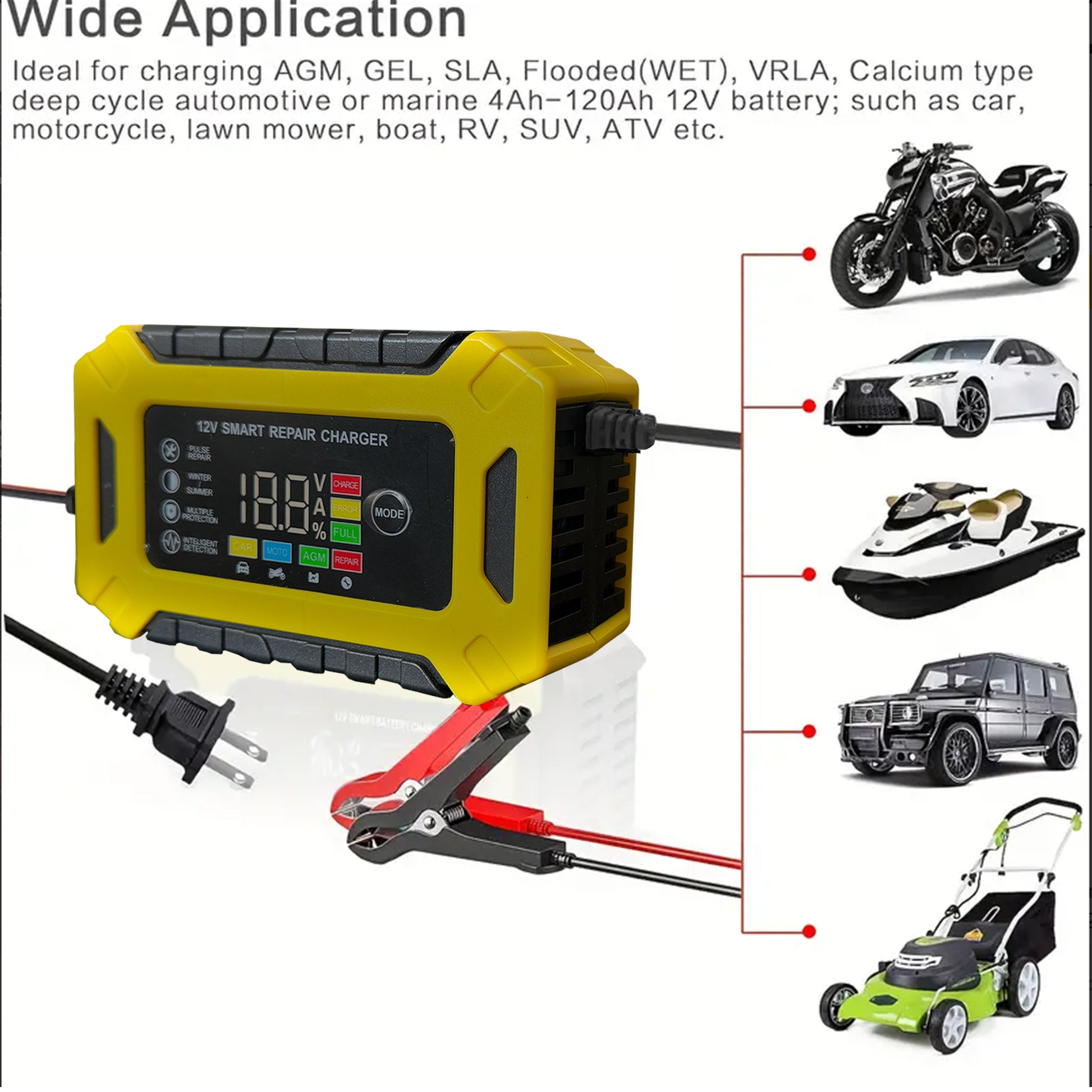 12V 6-Amp Car Battery Trickle Charger,Smart Portable Float Charger for Car, Mot image 3