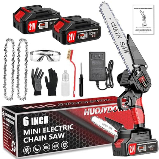 6 Inch Cordless Mini Chainsaw Portable Battery Powered Electric Saw 21V Handhel image 0