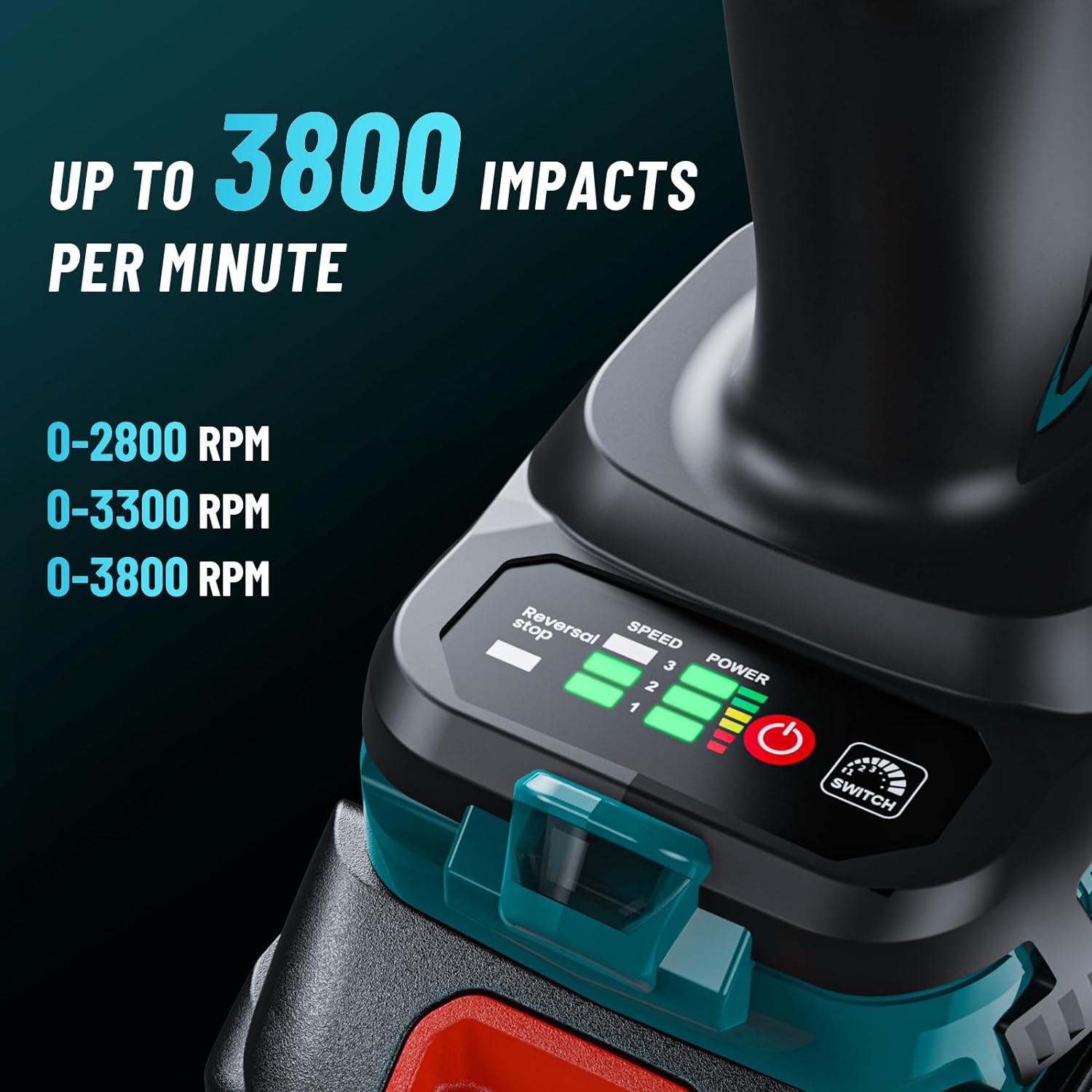 Cordless Impact Wrench, 1180Ft-lbs(1600N.m) High Torque Impact Gun 3/4", Brushl image 3