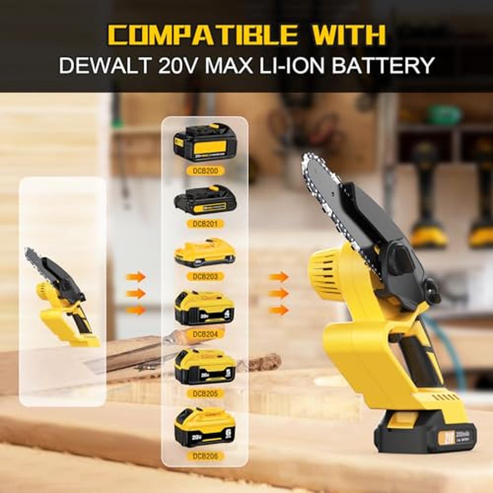 6 Inch Cordless Mini Chainsaw Dewalt 20V Max Battery Powerful Motor Easy Instal image 3