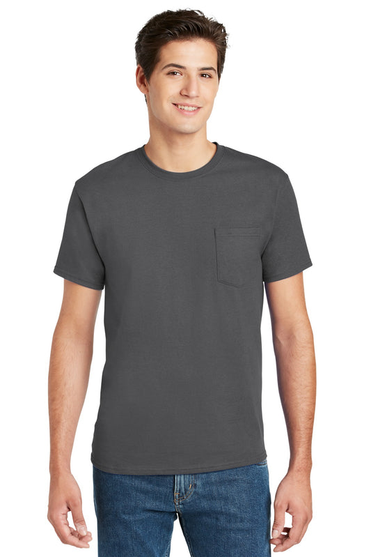 Hanes® - Camiseta auténtica 100 % algodón con bolsillo. 5590