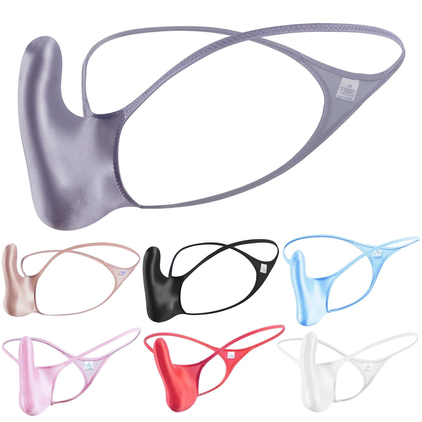 YAULAANG Sexy men's gloss gay underwear oily G-Strings thong Shiny low-waisted  image 2