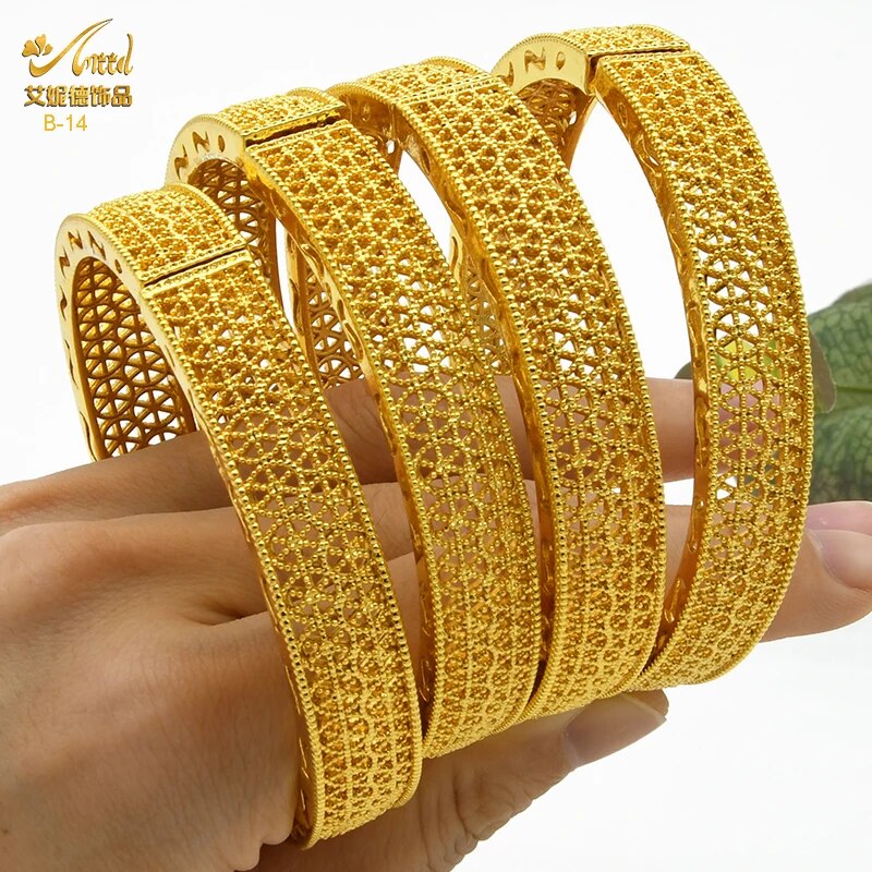 ANIID Dubai Bangles 24K Gold Color African Bracelet For Women Wholesale Designe image 25