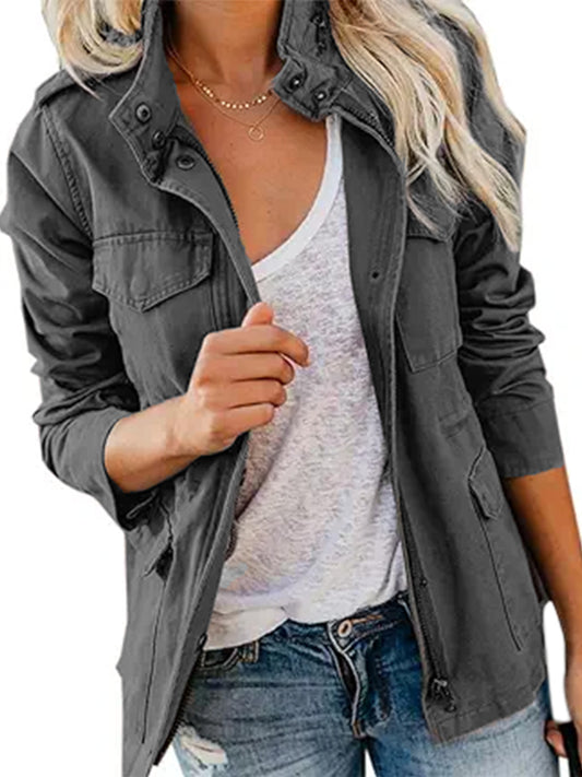 Women’s Lightweight Military Anorak Jackets Zip Up Snap Buttons Parka Safari Ut image 0