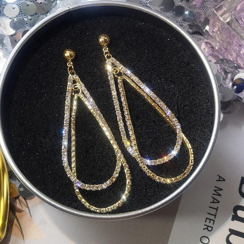 Zircon Wheat Tassel Pendant Gold Color U-shaped Earrings for Women 2023 New Fas image 5