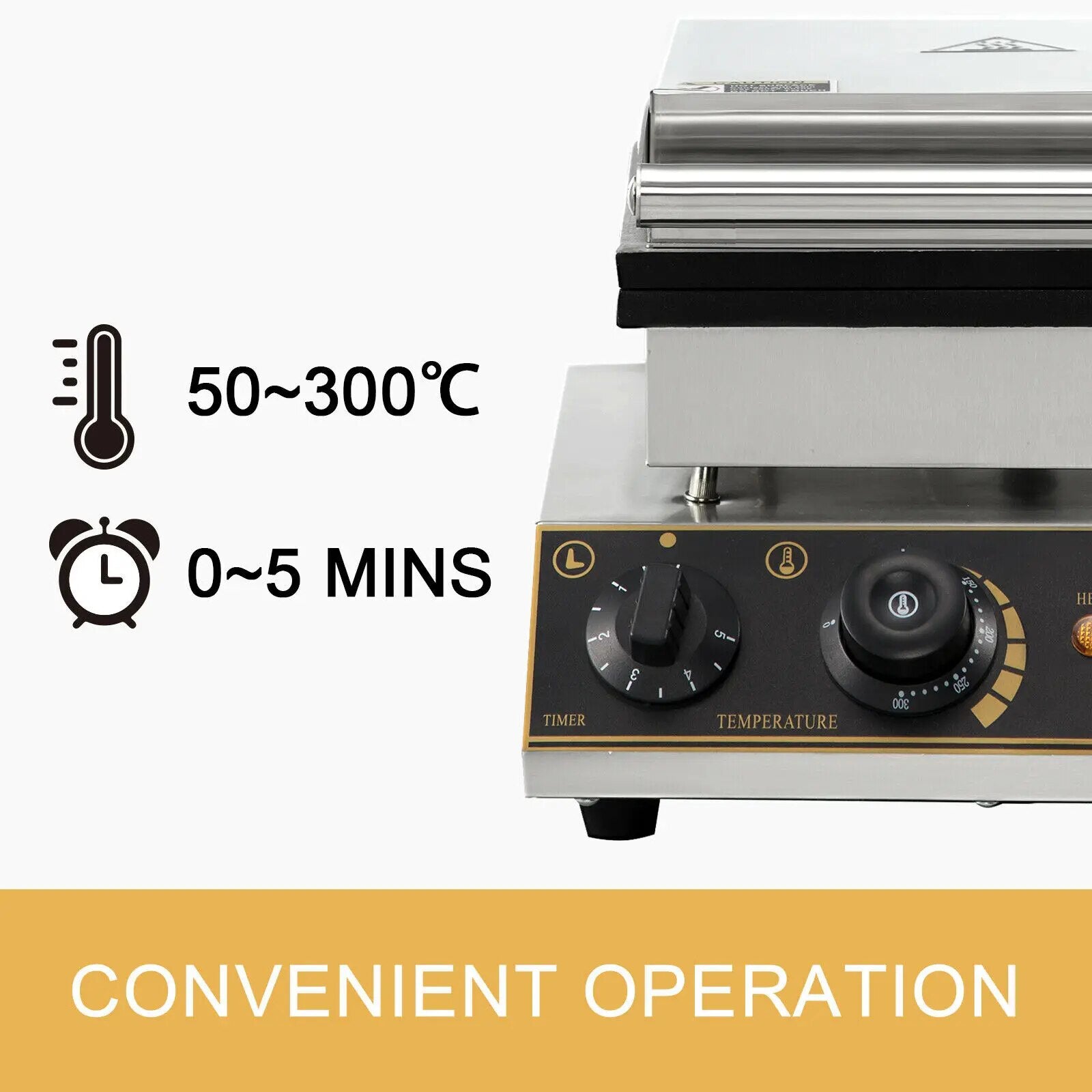 VEVOR Commercial Electric Waffle Maker Kitchen Appliance Home Round Square Shap image 5