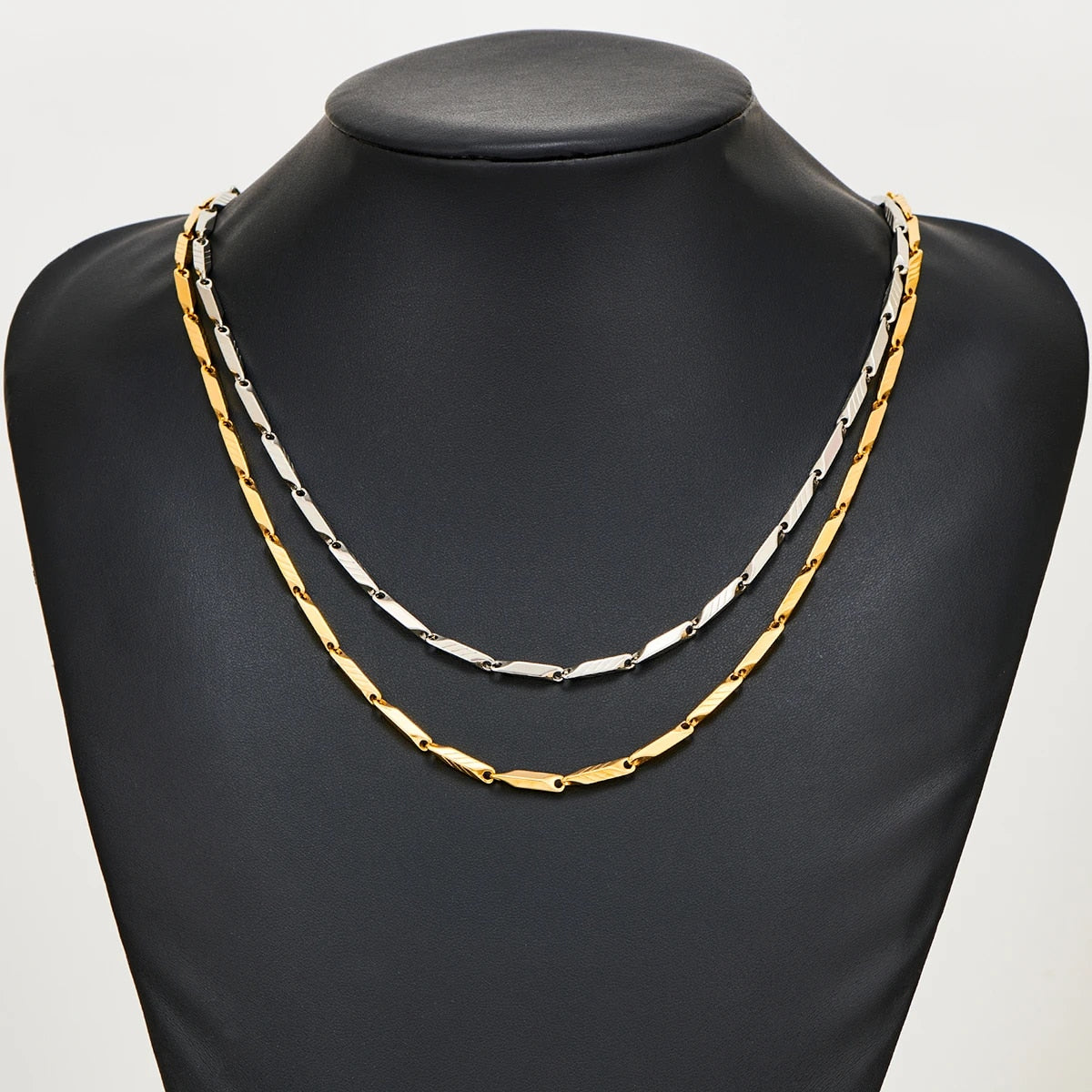 1 Piece 3mm Thickness Gold and Silver Color Military Bamboo Necklace Stainless image 6