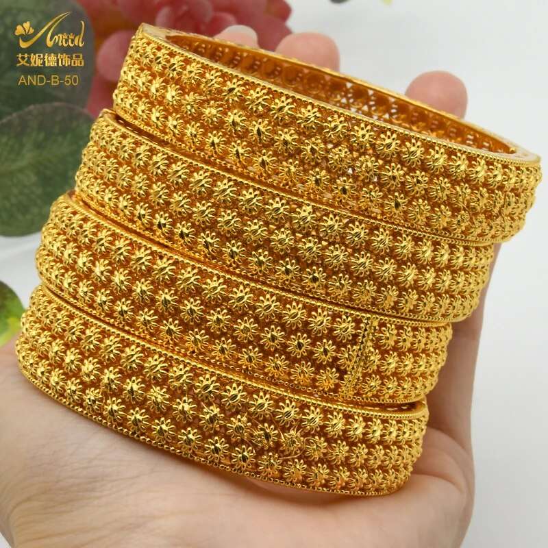 ANIID Dubai Bangles 24K Gold Color African Bracelet For Women Wholesale Designe image 11
