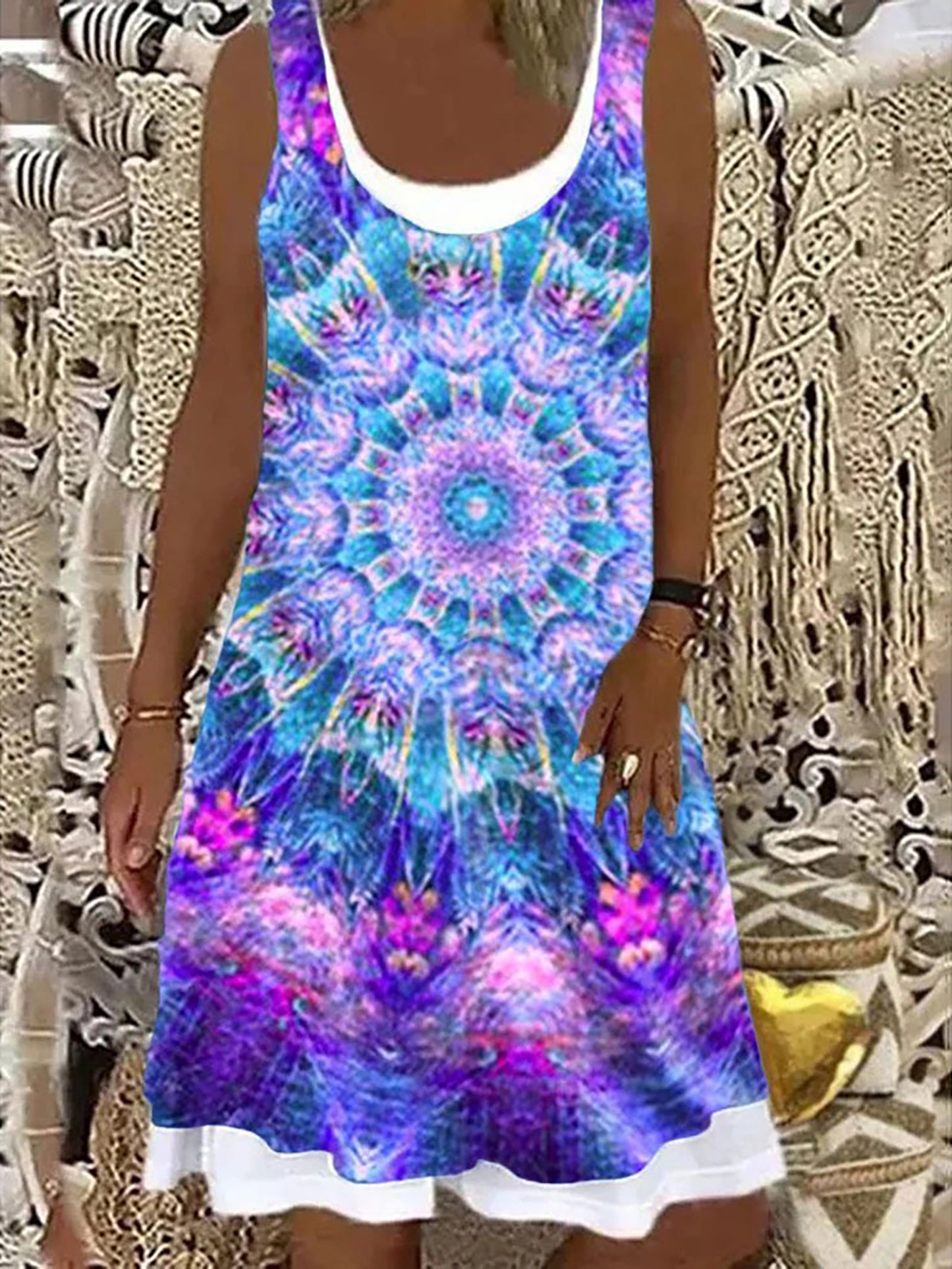 2024 Europe and the United States spring and summer new women's print splicing image 14