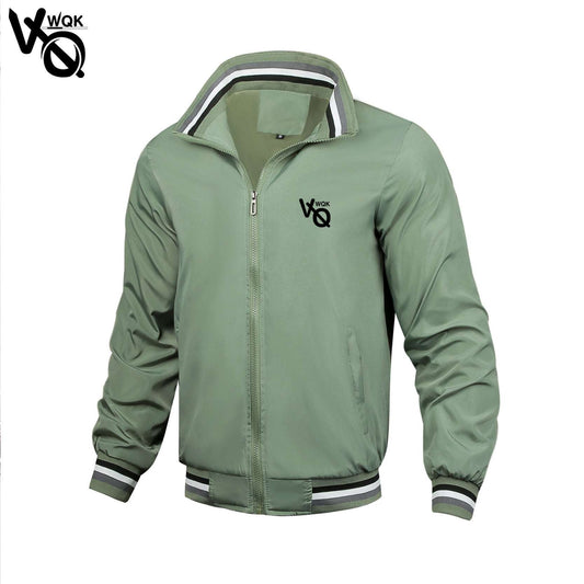 Fashionable VQWQK printed men's solid color long sleeved jacket, made of polyes image 0