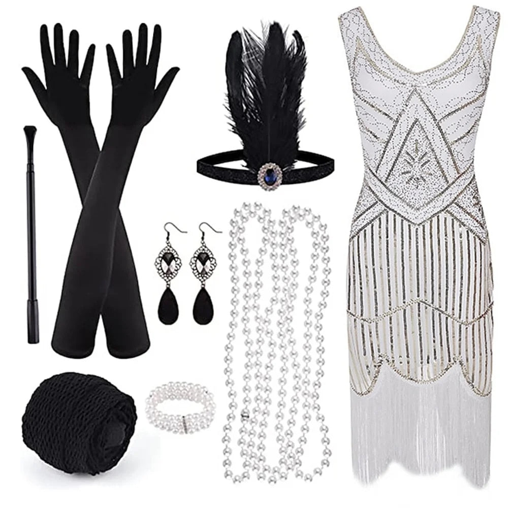 Retro 20s 1920s Flapper Dress Outfits Flapper Headband The Great Gatsby Women's image 2
