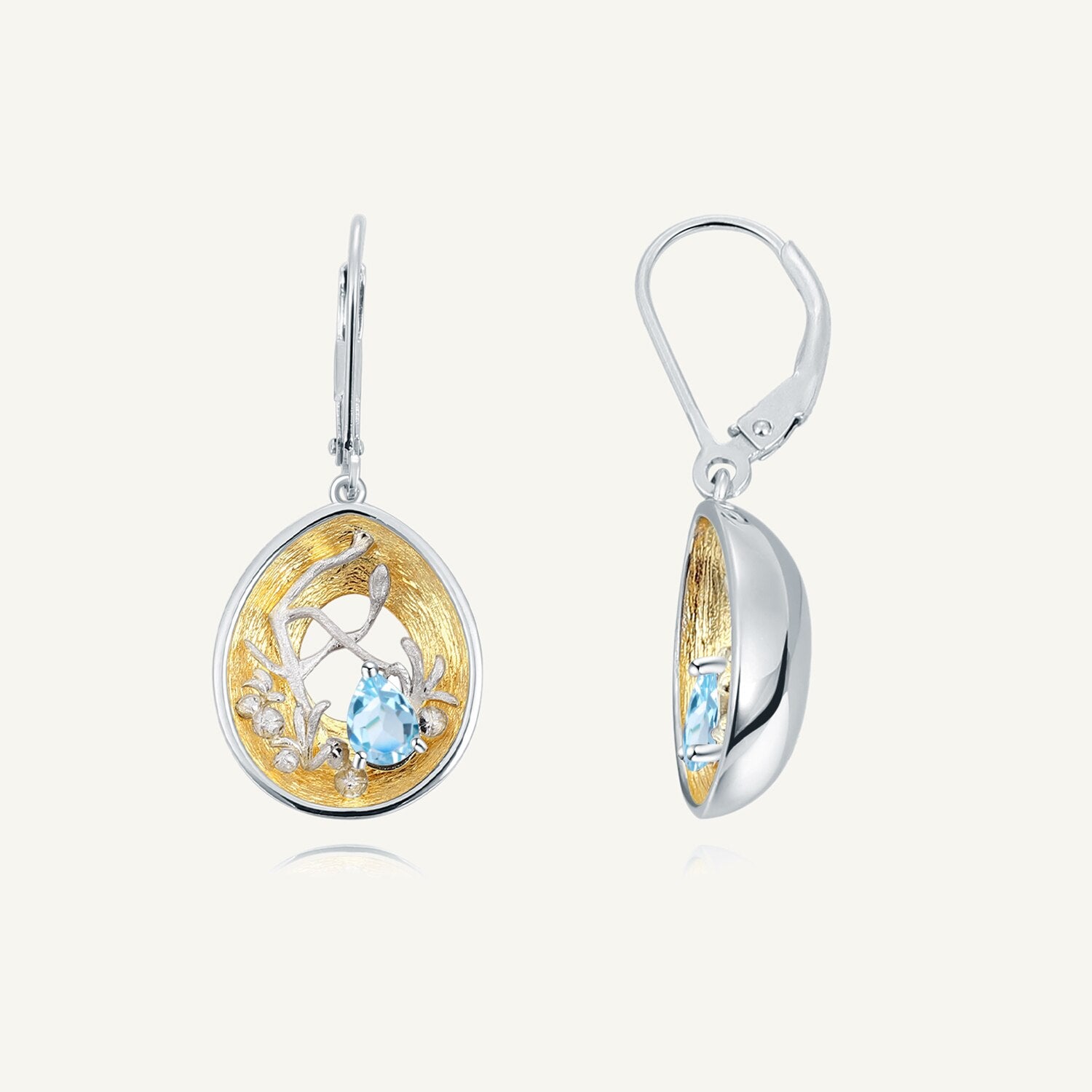 GEM'S BALLET Natural Swiss Blue Topaz Earrings for Women 18k Gold over 925 image 8