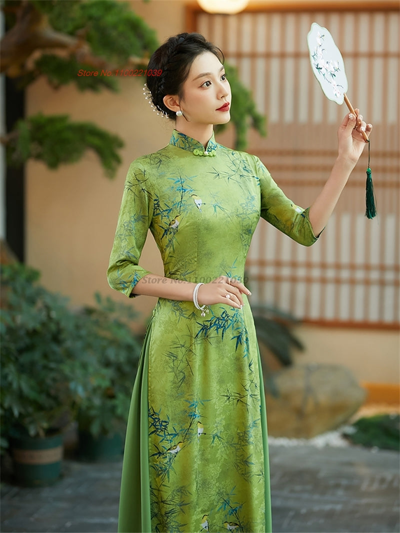 2024 vietnam aodai dress improved cheongsam vietnam traditional dress national  image 5
