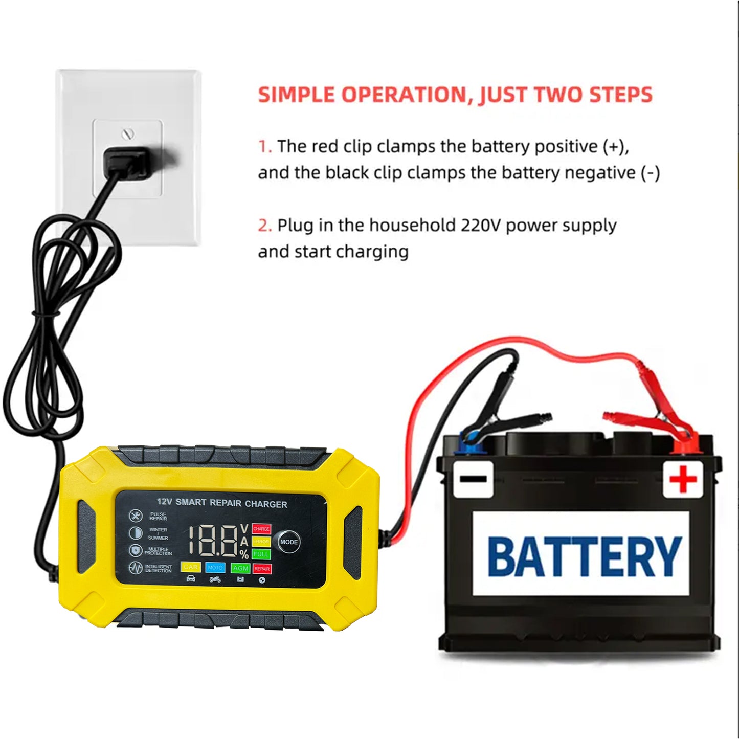 12V 6-Amp Car Battery Trickle Charger,Smart Portable Float Charger for Car, Mot image 4