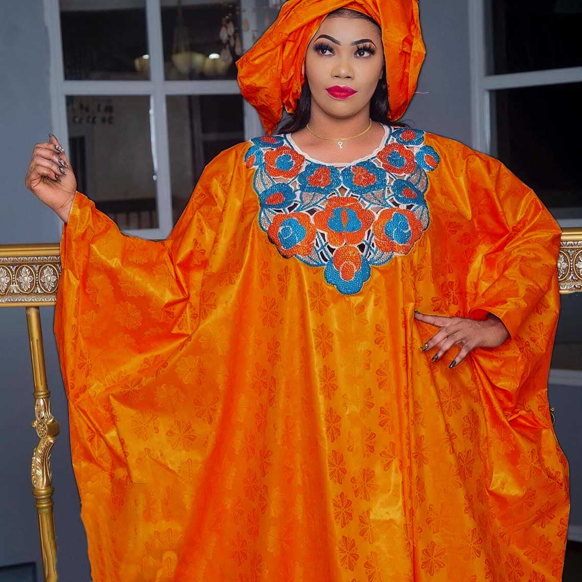 Original Bazin Riche Long Dresses For African Women Party Traditional Wedding F image 1