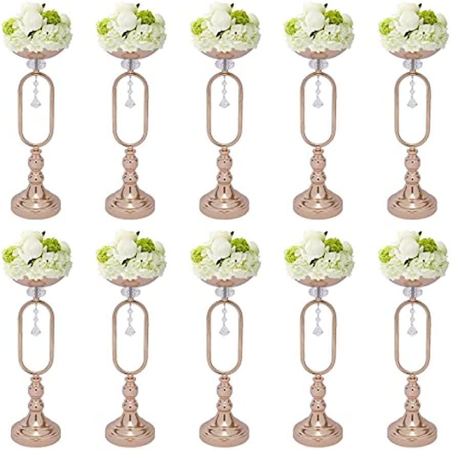 10 Pcs Gold Metal Trumpet Vases 17.5'' Tall Vase Wedding Centerpieces for Table image 5